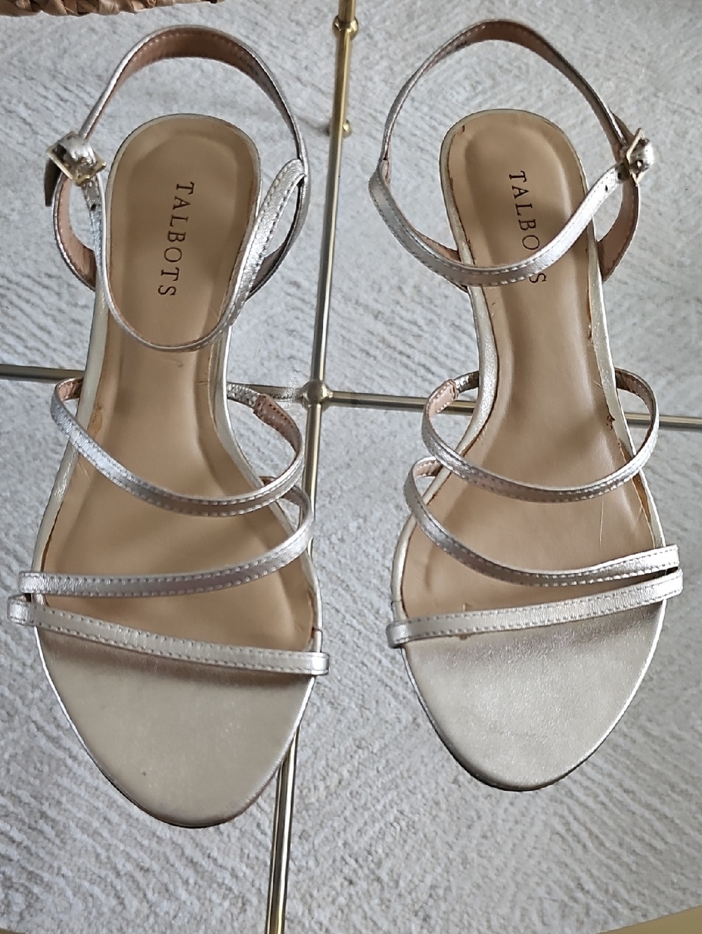New Talbots Metallic Silver Multi-Strap Sandals